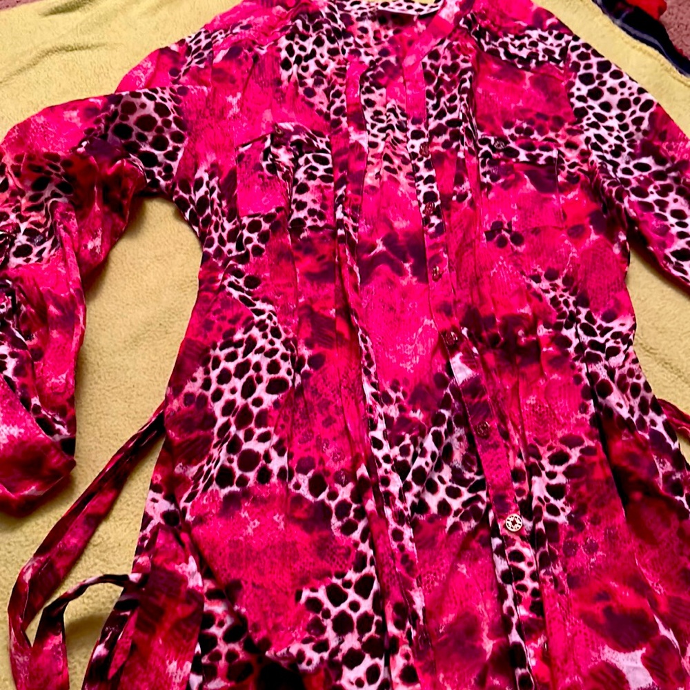 Magenta/Leopard print top